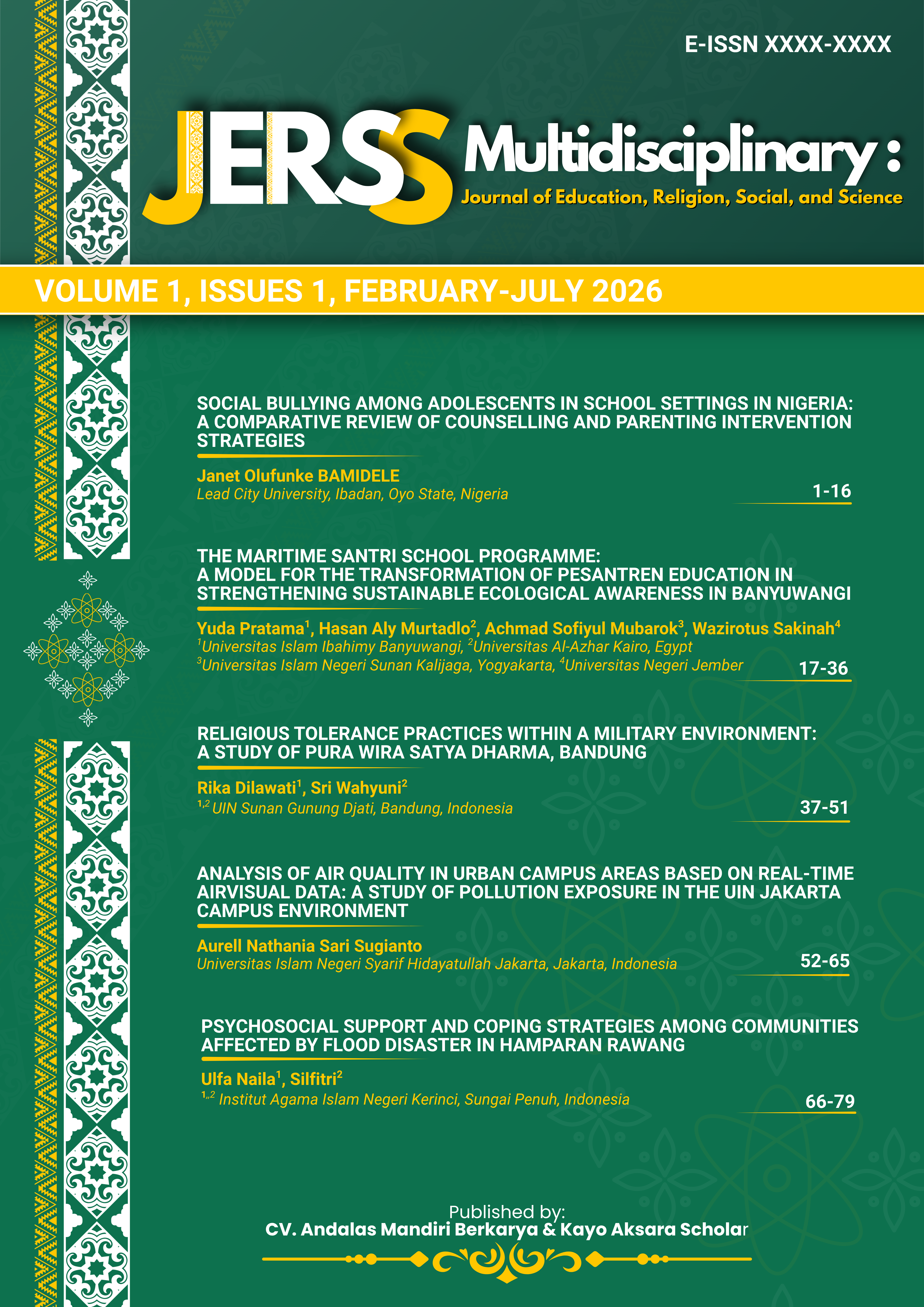 					View Vol. 1 No. 1 (2026): JERSS Multidisciplinary: Journal of Education, Religion, Social, and Science
				